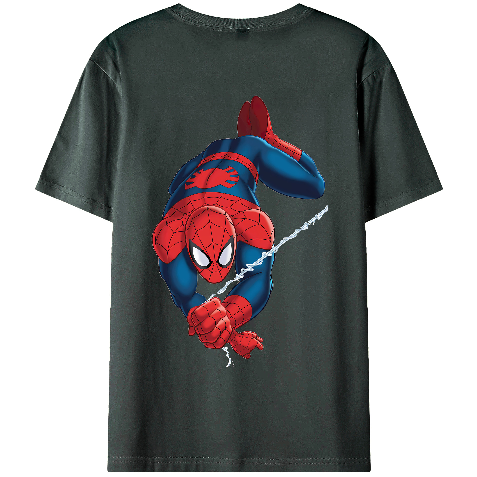 （画像用） Spider Man スパイダーマン 綿100％ メンズ半袖Tシャツ（バックプリント） 通気性